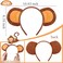 ODESABO 2PCS Monkey Ears and Tail for AdultMonkey Costume Headband Accessory for Women Halloween Cosplay Set Brown