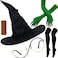 Wakejoy Witch Costume Women Hat Glasses Gloves Socks Halloween Cosplay