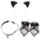 ZTL Cat Ears Headband Bell Choker Lace Fingerless Gloves Set for Cosplay Costume