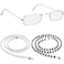 Blulu 1 Pair Small Granny Glasses with Chain Old Lady Costume Glasses Grandpa Dress up Eyeglasses 2 Beaded Sunglasses ChainsGold Rectangular Frame