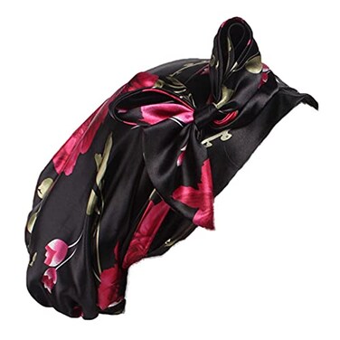 Qhome cap Qhome Satin Bow Headscarf Comfortable Sleeping Bonnet Curly Hair Wrap Womens Silk Head Scarf Head Wrap Cap
