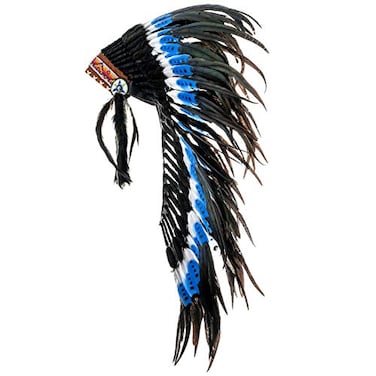 Novum Crafts Feather Headdress Native American Indian Inspired Blue Tips