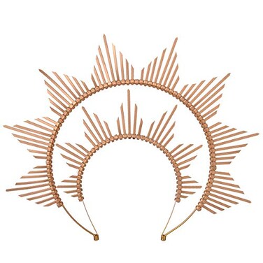 BLESSUME Gold Spike Halo Crown Headpiece NYLON ZIP TIE Wedding Bride Hair Band Tiara