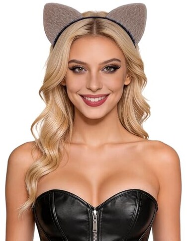 Bonnie Z. Bonnie Z Leonardo Furry Padded Coffee Cat Ears Headband