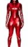 Forplay Womens Metallic Zip Front Mock Neck Catsuit Red SmallMedium
