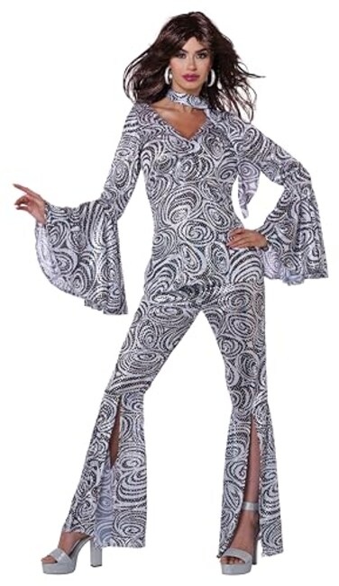 California Costumes Womens Foxy Lady Disco Costume Medium WhiteBlack