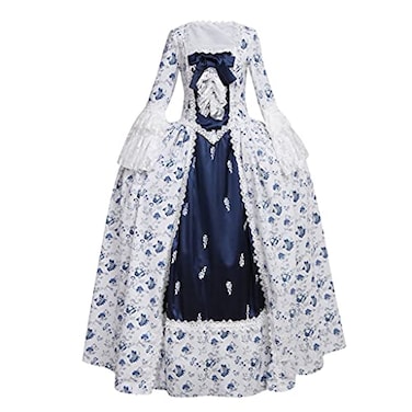 CosplayDiy Womens Rococo Ball Gown Gothic Victorian Dress Costume Navy Blue Flower