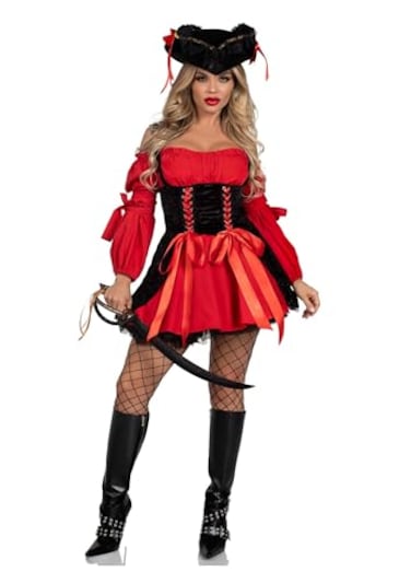 Leg Avenue Womens Vixen Pirate Wench Costume RedBlack XLarge