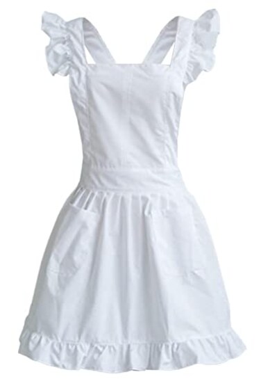 LilMents Petite Maid Ruffle Retro Apron Kitchen Cooking Cleaning Fancy Dress Cosplay Costume White