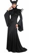 UQJE Black Gothic Witch Costume for Women Halloween Dress with Feather Shawl and Horn HeadpieceS