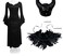 UQJE Black Gothic Witch Costume for Women Halloween Dress with Feather Shawl and Horn HeadpieceS