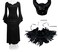 UQJE Black Gothic Witch Costume for Women Halloween Dress with Feather Shawl and Horn HeadpieceS