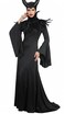 UQJE Black Gothic Witch Costume for Women Halloween Dress with Feather Shawl and Horn HeadpieceS