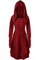 Pengfei Womens Renaissance Costumes Hooded Robe Lace Up Vintage Pullover High Low Long Hoodie Dress Red