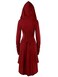 Pengfei Womens Renaissance Costumes Hooded Robe Lace Up Vintage Pullover High Low Long Hoodie Dress Red