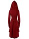 Pengfei Womens Renaissance Costumes Hooded Robe Lace Up Vintage Pullover High Low Long Hoodie Dress Red