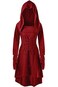 Pengfei Womens Renaissance Costumes Hooded Robe Lace Up Vintage Pullover High Low Long Hoodie Dress Red