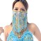 Wuchieal Womens Belly Dance Tribal Face Veil With Halloween Costume Accessory Light Blue