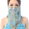 Wuchieal Womens Belly Dance Tribal Face Veil With Halloween Costume Accessory Light Blue