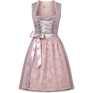 Alte Liebe Authentic German Dirndl Dress A103 44 Grey Pink