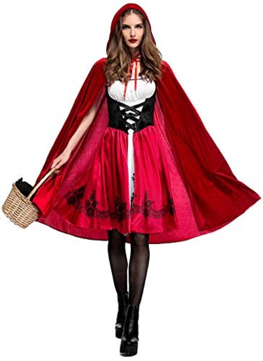 Soyoekbt Womens Little Red Riding Hood Costume Halloween Cloak Cosplay 1012