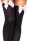 Leg Avenue Womens Satin Bow Accent Thigh Highs OS BlackWhite