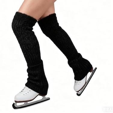 LIUHUO Figure Skating Leg Warmers Adults Children Soft Skin Friendly Black