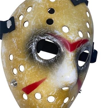 MFCMF Horror Hockey Mask Halloween Cosplay Mask Masquerade Christmas Costume Mask with Adjustable Straps Black Eyes