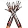 Music Legs Womens Skeleton and Rose Print Fishnet Over The Elbow Gloves BlackWhiteRed One Size