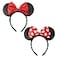 ETLUK Mouse Ears Headbands 2 PCS Black Red Bow Headband Classic Shinny Bow Cute Headbands for Women Girls Red Dot Black