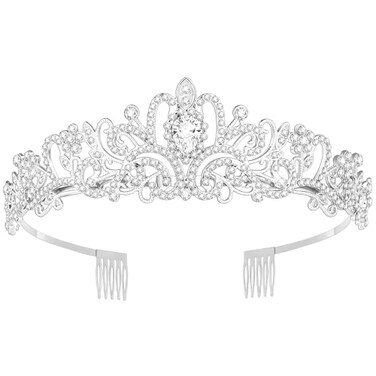 Queenship Tiara Crown for Women Queen Tiara for Birthday Prom Bridal Party Custome Silver