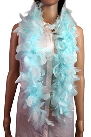 Flydreamfeathers Feather Boa 25 Gram 4 Feet Long Chandelle Feather Boa Great for Party Halloween Costume Christmas Tree Decoration Baby Blue