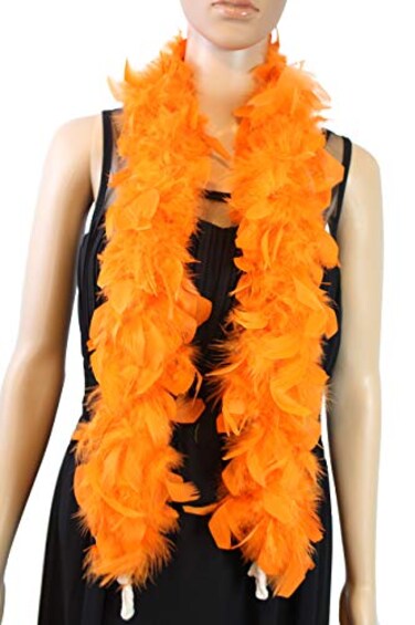 Flydreamfeathers 25 Gram 4 Feet Long Chandelle Feather Boa Great for Party Wedding Halloween Costume Christmas Tree Decoration Orange