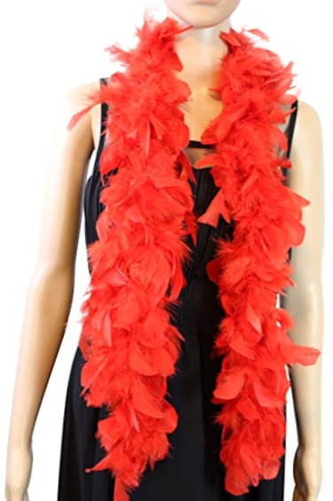 Flydreamfeathers 25 Gram 4 Feet Long Chandelle Feather Boa Feather Boa Great for Party Wedding Halloween Costume Christmas Tree Decoration Red
