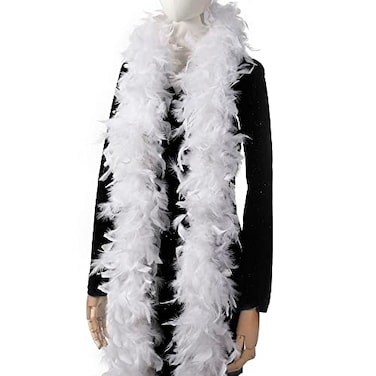 Larryhot White Fluffy Boas Feathers 80g 2Yards Boas for PartyChristmas TreeConcertWedding and Home Decoration 80g White