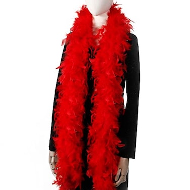 Larryhot 80g Red Feathers Boa 2Yards Fluffy Boa for Party BulkHalloween CostumeChristmas TreeConcertand Home Decoration 80g Red