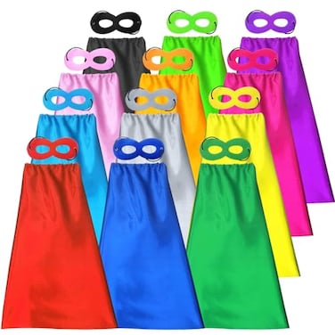 ADJOY Superhero Capes and Masks for Kids DIY Children Capes for Birthday Party 12 Sets Bulk Pack