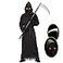 Lomesion Grim Reaper Halloween Costume with Glowing Red Eyes for Kids Scythe Included
