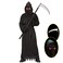 Lomesion Grim Reaper Halloween Costume with Glowing Red Eyes for Kids Scythe Included