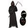 Lomesion Grim Reaper Halloween Costume with Glowing Red Eyes for Kids Scythe Included