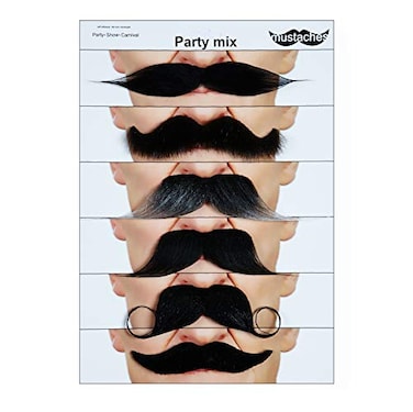Mustaches Self Adhesive Fake Mustache Mix Novelty False Facial Hair Value Pack 6pcs