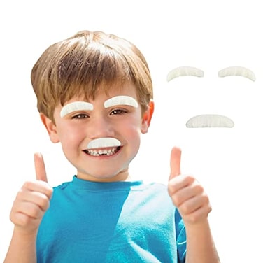 FunMular Old Man Costume Old Man Mustache and Eyebrows Set Fake Stickon Mustache and Eyebrows Kids Old Man Costume For Boys White