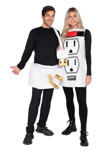 Spooktacular Creations Plug and Socket Halloween Costume Adult Plug and Outlet Couples USB Costume for Cosplay Party L
