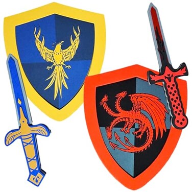 SENSORY4U Foam Sword and Shield Set for Kids Knight Dragon Pretend Play Toy