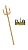 Servllcell Gold Neptune Poseidon Trident and Gold King CrownsPlastic Trident Staff Foam Crowns Cosplay SetHalloween Costume Accessory Props