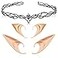 FRESHME Elf Ears with Fairy Crown Set Pixie Headpiece with 2 Pairs Latex Ears Kit