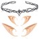 FRESHME Elf Ears with Fairy Crown Set Pixie Headpiece with 2 Pairs Latex Ears Kit
