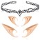 FRESHME Elf Ears with Fairy Crown Set Pixie Headpiece with 2 Pairs Latex Ears Kit