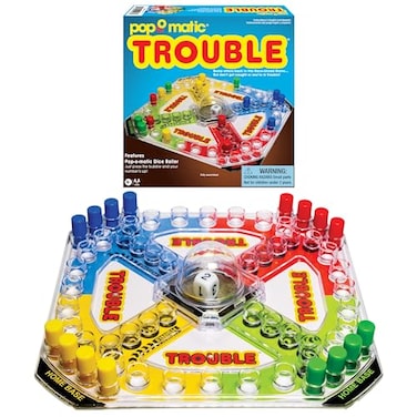 Winning Moves Classic Trouble Games USA with Retro Artwork and PopoMatic Popper Designed for Kids Ages 5 Perfect for an Indoor Interactive Activity 1176
