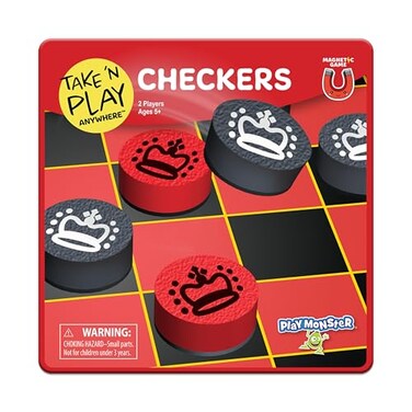 PlayMonster Take N Play Anywhere Checkers Magnetic Travel Game Fun on The Go for Ages 4